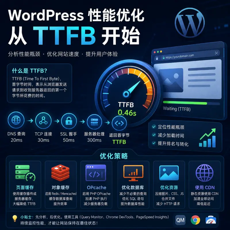 WordPress 性能优化实战：如何分析 TTFB、定位性能瓶颈与优化网站速度
